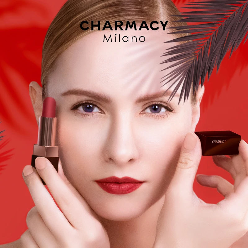 Charmacy Matte Durable Easy To Wear Lipstick Natural Velvet Red Long Lasting Waterproof Makeup - Lylamor.com