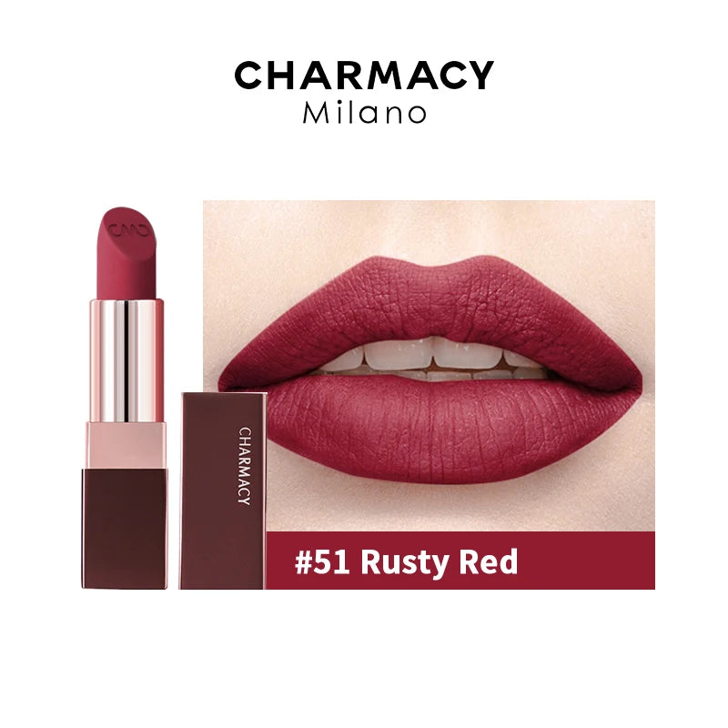 Charmacy Matte Durable Easy To Wear Lipstick Natural Velvet Red Long Lasting Waterproof Makeup - Lylamor.com