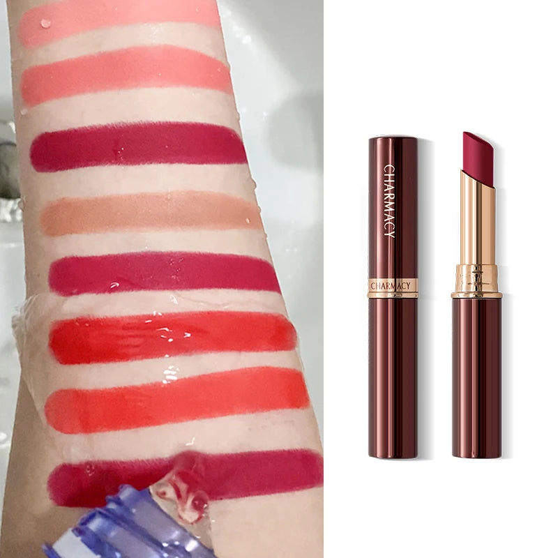 Waterproof Matte Lipstick – Long-Lasting Velvet Finish, Non-Stick Red & Purple Shades