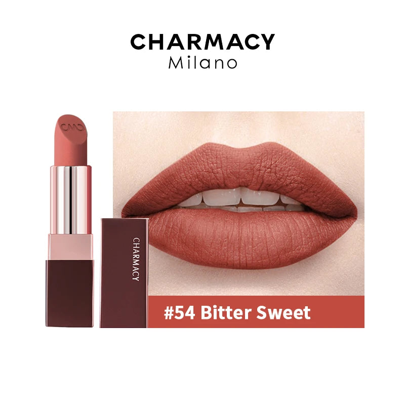 Charmacy Matte Durable Easy To Wear Lipstick Natural Velvet Red Long Lasting Waterproof Makeup - Lylamor.com