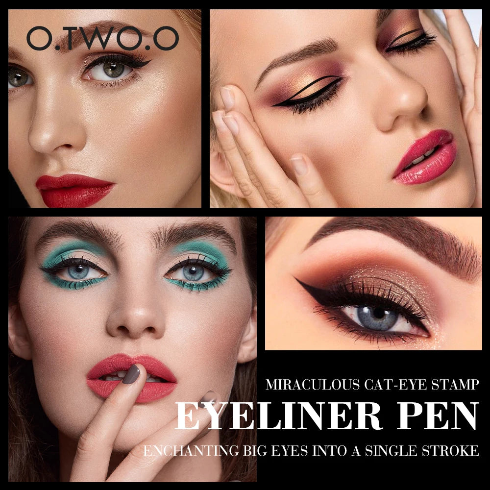 O.TWO.O Eyeliner Stamp Black Liquid Eyeliner Pen Waterproof Fast Dry Double-ended Eye Liner Pencil Make-up for Women Cosmetics - Lylamor.com