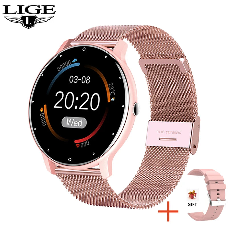 LIGE 2025 Smartwatch for Women - IP67 Waterproof Fitness Tracker w/ Bluetooth (Android/iOS)