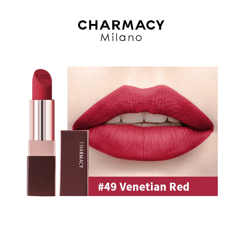 Charmacy Matte Durable Easy To Wear Lipstick Natural Velvet Red Long Lasting Waterproof Makeup - Lylamor.com
