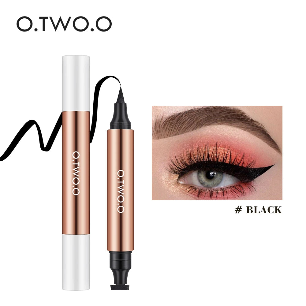 O.TWO.O Eyeliner Stamp Black Liquid Eyeliner Pen Waterproof Fast Dry Double-ended Eye Liner Pencil Make-up for Women Cosmetics - Lylamor.com