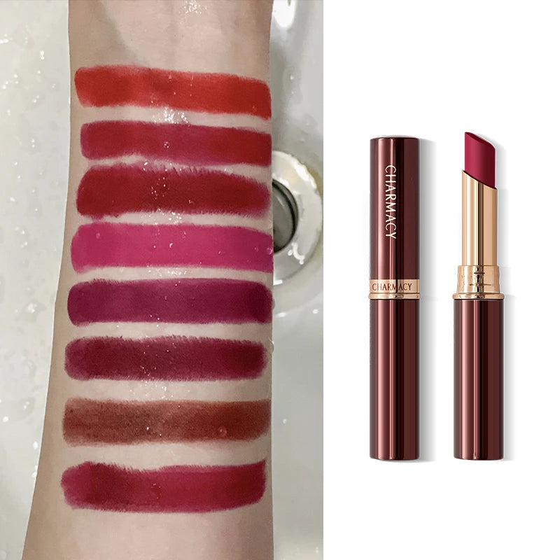 Waterproof Matte Lipstick – Long-Lasting Velvet Finish, Non-Stick Red & Purple Shades