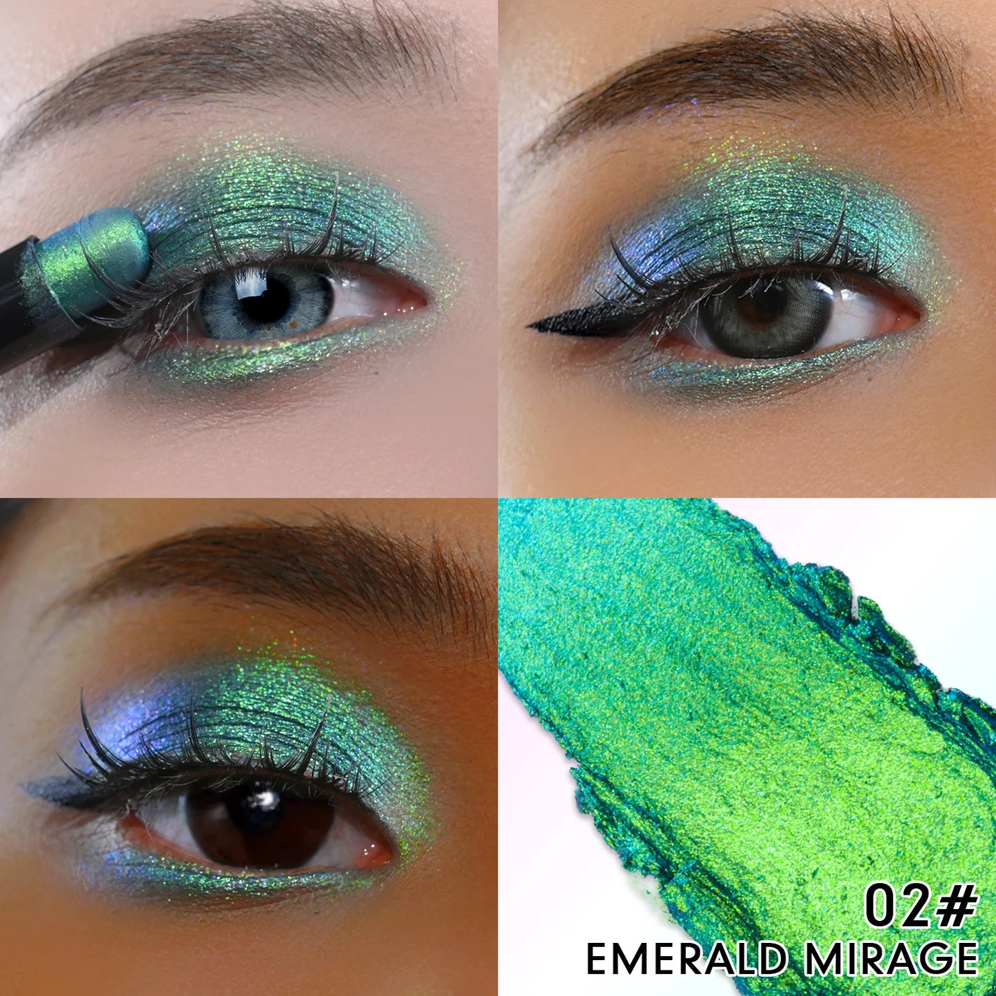 Multichrome Eyeshadow Pen | Double-Head Glitter Stick, Waterproof & Shimmer Finish