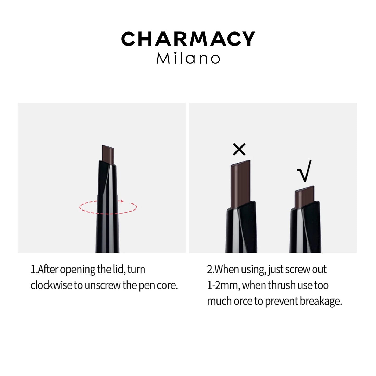 CHARMACY Professional 2-in-1 Triangle Eyebrow Pencil | Long-Lasting Waterproof Brow Definer