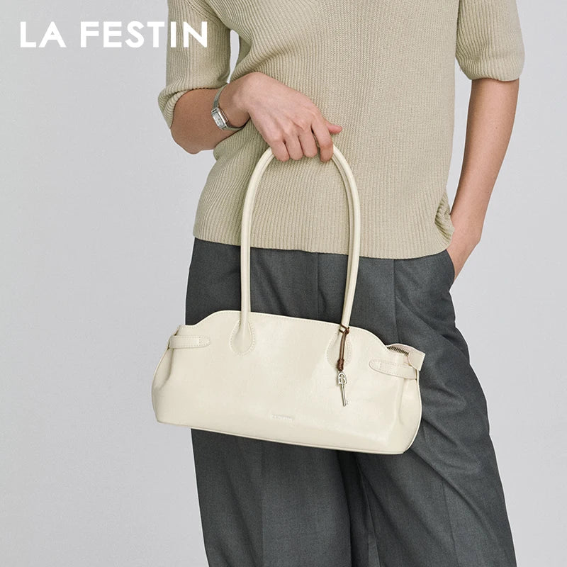 LA FESTIN Original Leather Bowling Shoulder Bag – Women’s Fashion Baguette Tote - Lylamor.com