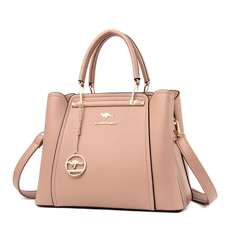 2025 Luxury 3-Layer Designer Handbag - Large Capacity Leather Shoulder & Crossbody Tote