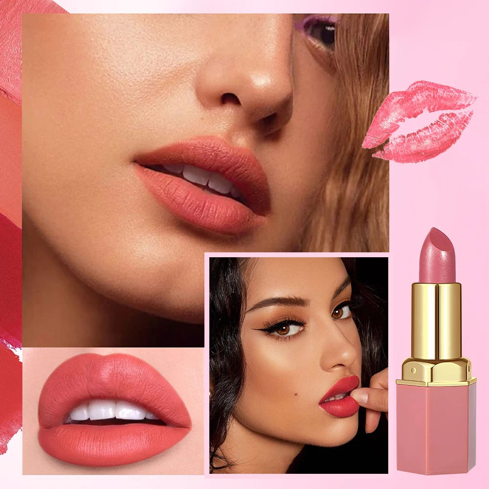 6PC Gold Bar Lipstick Set – Matte Pearlescent Glitter Velvet Lipsticks (Valentine’s Gift)