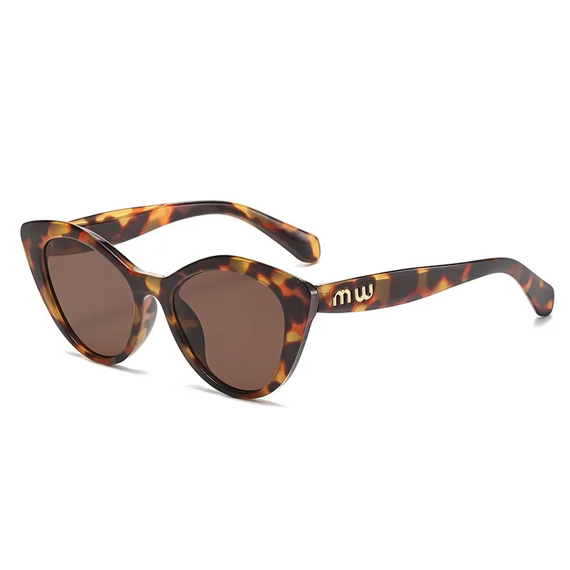 Fashion Cat Eye Women's Sunglasses 2025 Luxury Brand Designer Black Leopard Small Frame Sun Glasses UV400 Girl Letter Eyewear