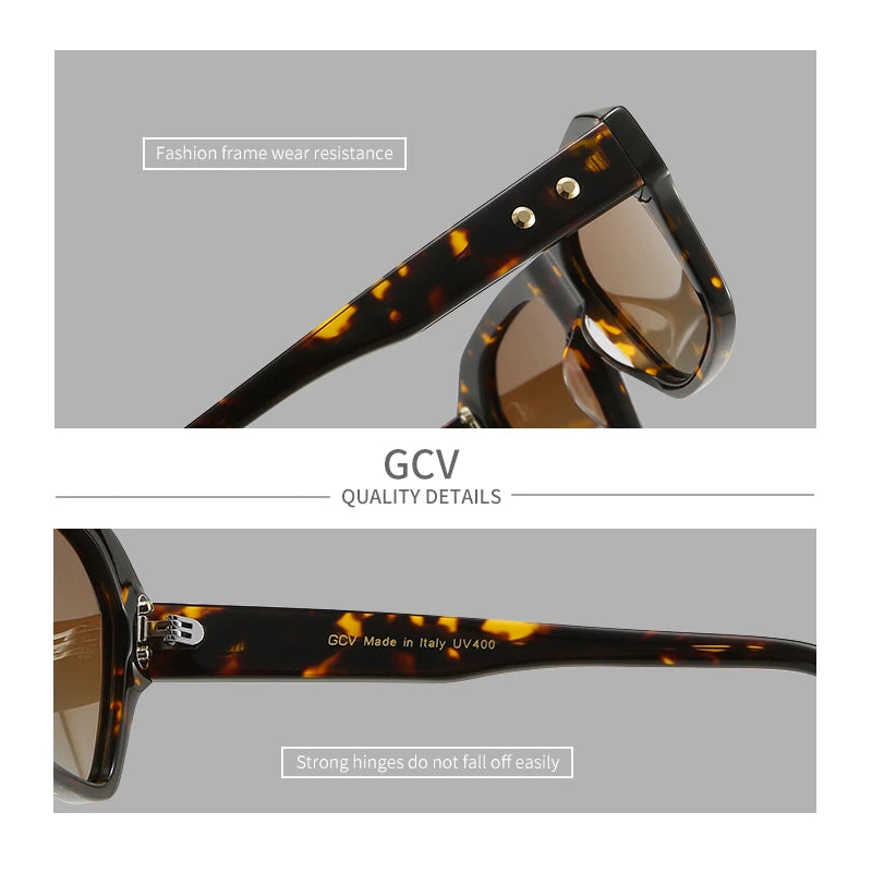 GCV Polarized Sunglasses Women – Luxury Square Rectangular Acetate UV400 Eyewear