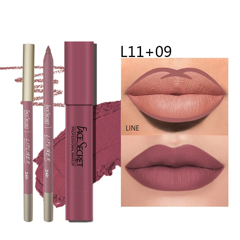 Matte Lipliner & Lipstick Set – Waterproof, Long-Lasting Lip Makeup