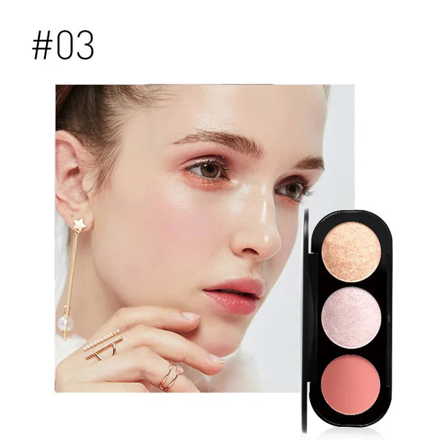 FOCALLURE 3-in-1 Makeup Palette – Blush, Highlighter & Bronzer Long-Lasting Face Powder for Women - Lylamor.com