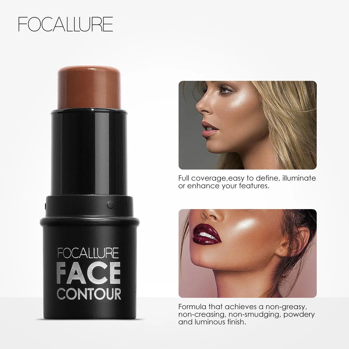FOCALLURE Bronzer & Highlighter Stick – Waterproof Contour Corrector Illuminator Cream for Face & Body Makeup - Lylamor.com