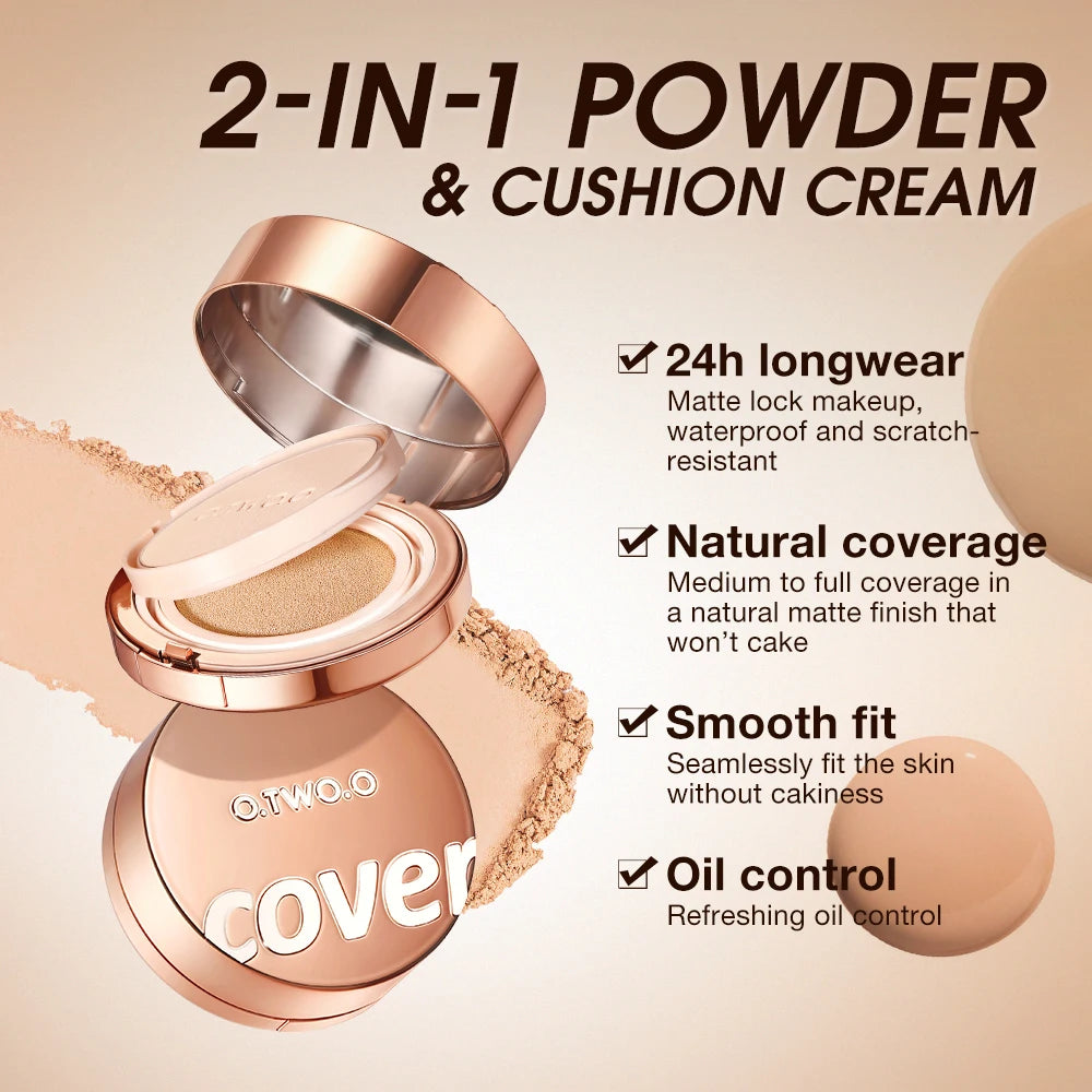 Air Cushion BB Cream & Face Powder 2-in-1 – High Coverage, Oil-Control & Concealer Compact