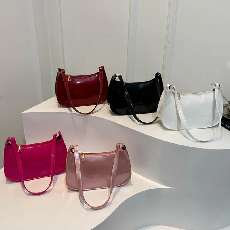 Retro Solid Color PU Leather Shoulder Bag - Fashion Hobo Handbag for Women