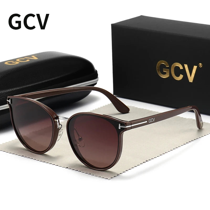 GCV Polarized Lady Sunglasses Cat Eye Fashion Sun Glasses Luxury Woman Female Brand Ultralight Frame Tourism Party Leisu