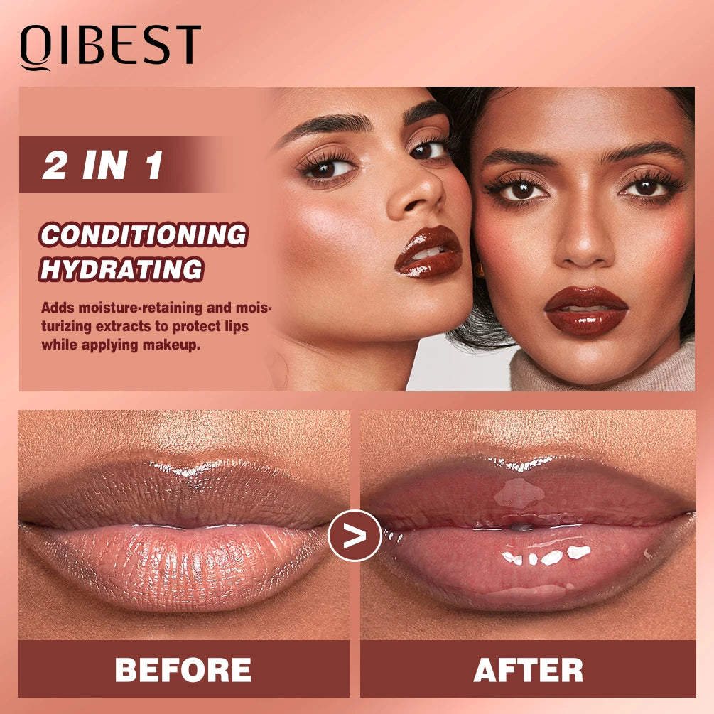 QIBEST Crystal Lip Balm Moisturizing Lip Gloss Oil Jelly Lipgloss Long Lasting Liquid Lipstick Hydrating Tinted Lip Serum Makeup - Lylamor.com