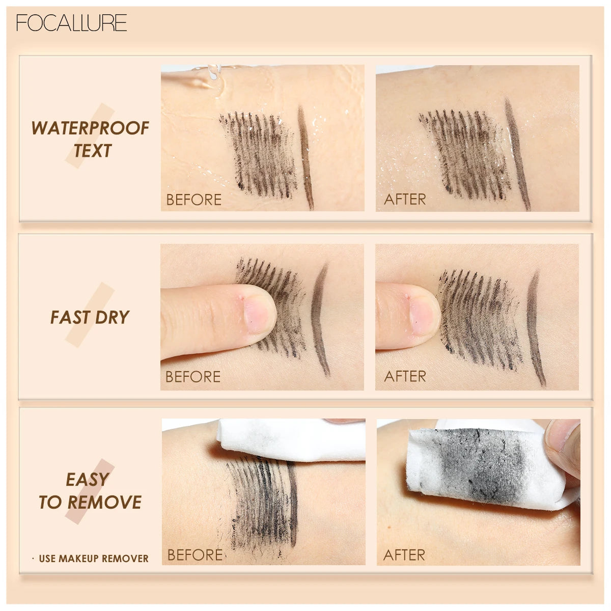 FOCALLURE 2-in-1 Mascara & Eyeliner Waterproof Makeup - Lylamor.com