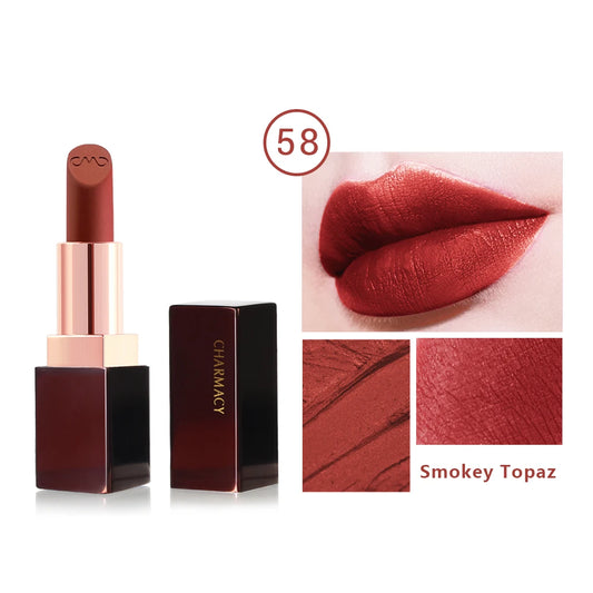 CHARMACY Matte Lipstick – Long-lasting, Waterproof, Velvet Finish, Non-stick Cup - Lylamor.com