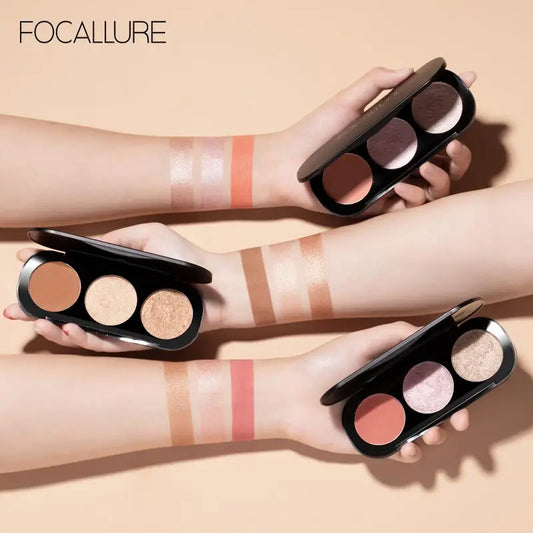 FOCALLURE 3-in-1 Makeup Palette – Blush, Highlighter & Bronzer Long-Lasting Face Powder for Women - Lylamor.com