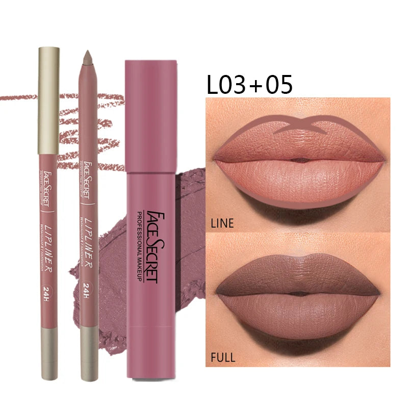 Matte Lipliner & Lipstick Set – Waterproof, Long-Lasting Lip Makeup