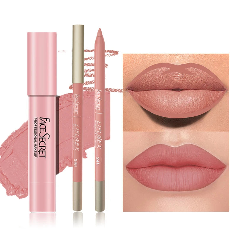Matte Lipliner & Lipstick Set – Waterproof, Long-Lasting Lip Makeup