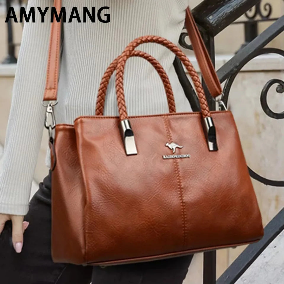 Luxury Women’s PU Leather Shoulder & Crossbody Tote Bag – Large Capacity Handbag with Zipper Closure - Lylamor.com