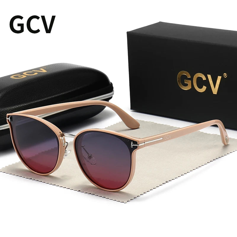 GCV Polarized Lady Sunglasses Cat Eye Fashion Sun Glasses Luxury Woman Female Brand Ultralight Frame Tourism Party Leisu