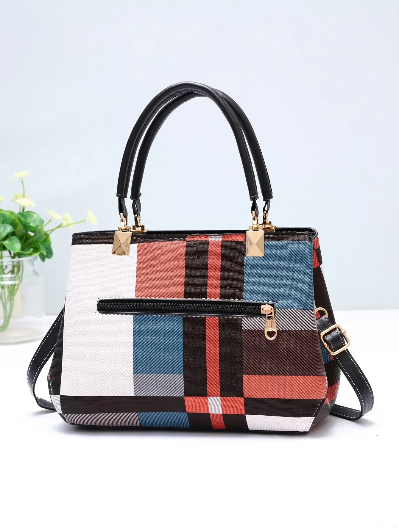 Luxury Grid Design Handbag - Trendy Women's Shoulder Bag