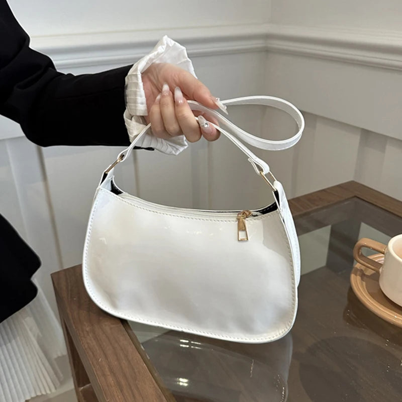 Retro Solid Color PU Leather Shoulder Bag - Fashion Hobo Handbag for Women