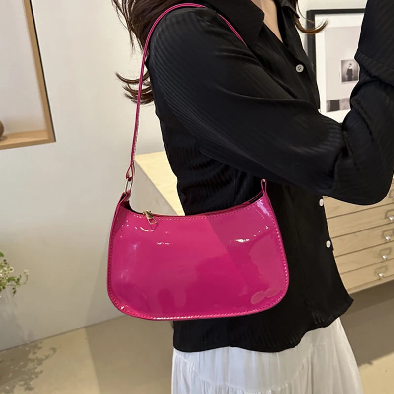 Retro Solid Color PU Leather Shoulder Bag - Fashion Hobo Handbag for Women