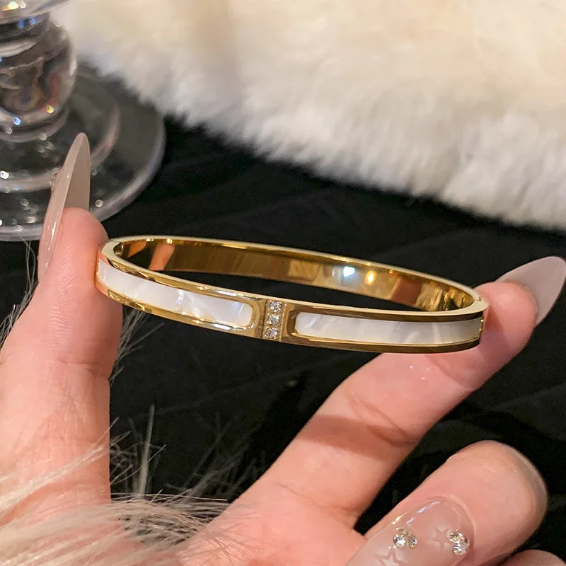 Titanium Steel Zircon Bracelet - Gold Plated Women's Everyday Jewelry