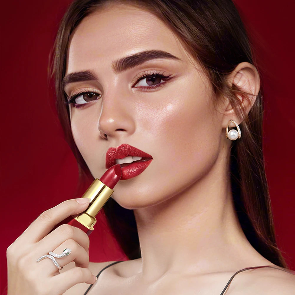 6PC Gold Bar Lipstick Set – Matte Pearlescent Glitter Velvet Lipsticks (Valentine’s Gift)