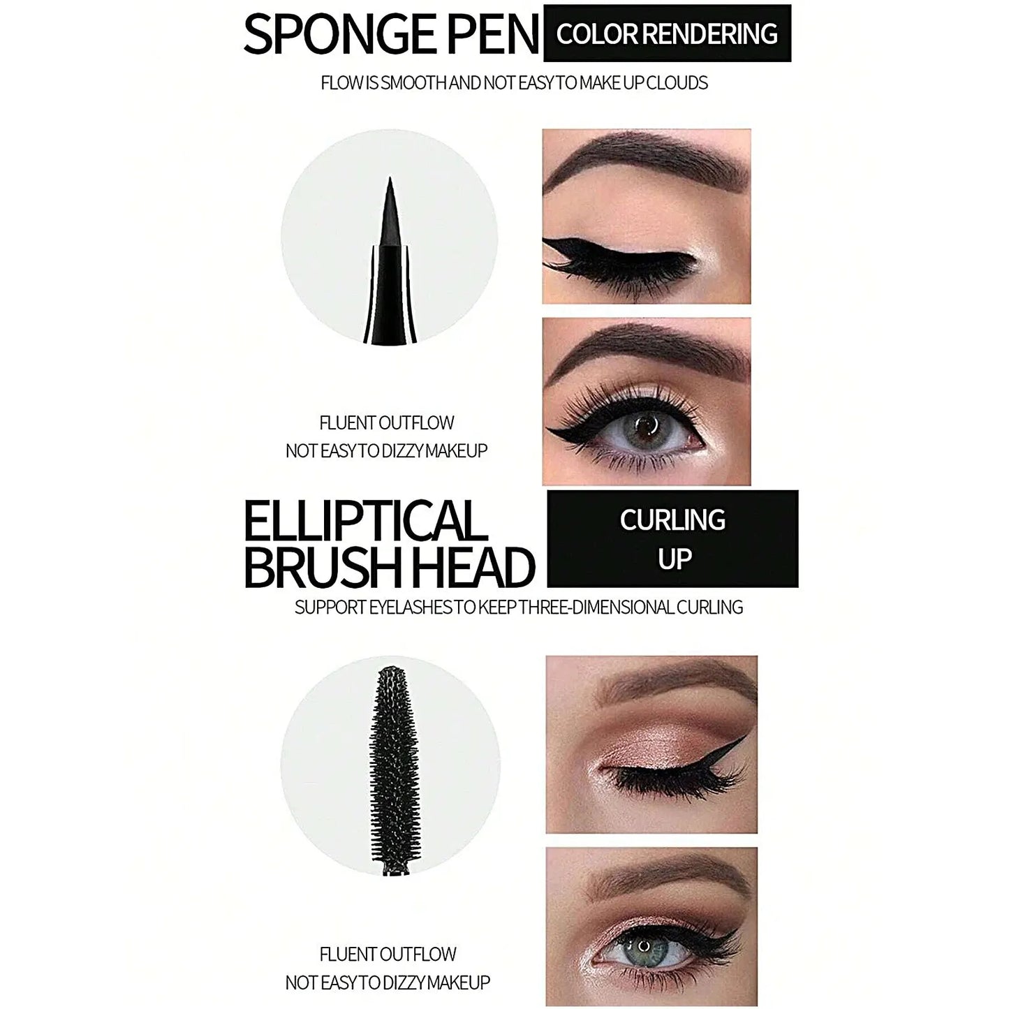 4D Waterproof Mascara & Liquid Eyeliner Set – Smudge-Proof Eye Makeup Kit