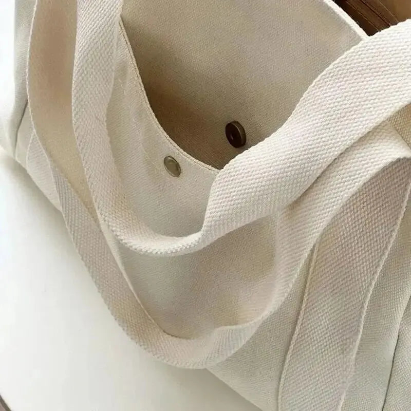 Canvas Shoulder Tote Bag for Women - Large Capacity Student Handbag with Multiple Pockets