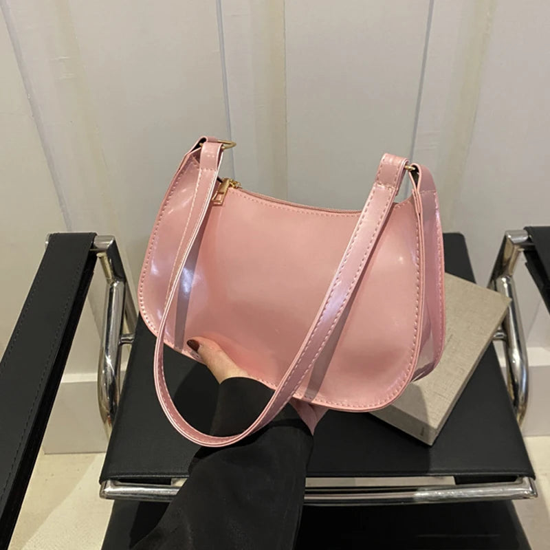 Retro Solid Color PU Leather Shoulder Bag - Fashion Hobo Handbag for Women