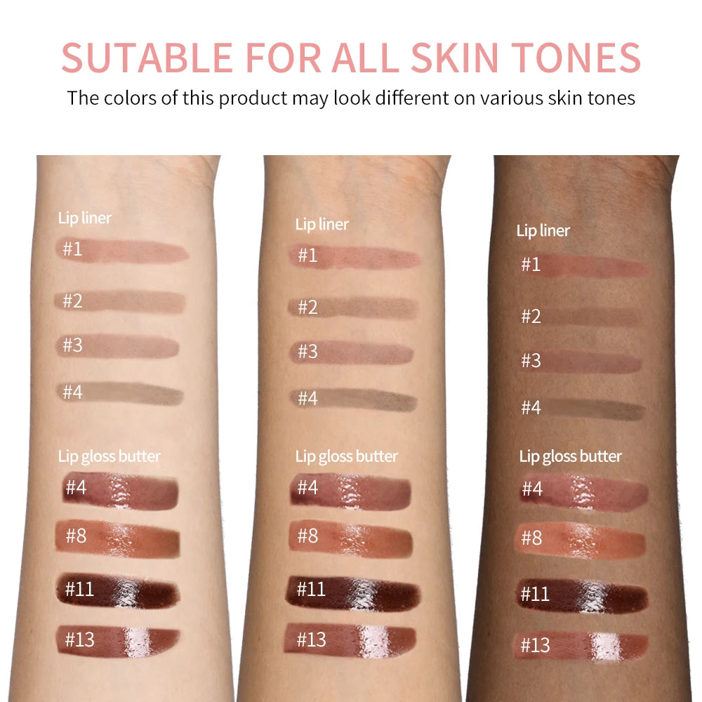 Moisturizing Lip Liner & Butter Gloss Set – Long-Lasting Non-Stick Cup Lip Glaze Liquid Makeup for Women - Lylamor.com