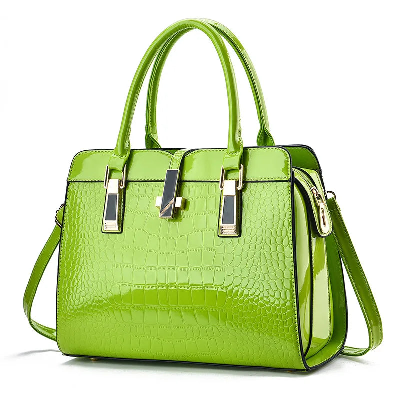 Luxury Crocodile-Pattern Tote Bag - Large Capacity Designer Shoulder & Crossbody Handbag