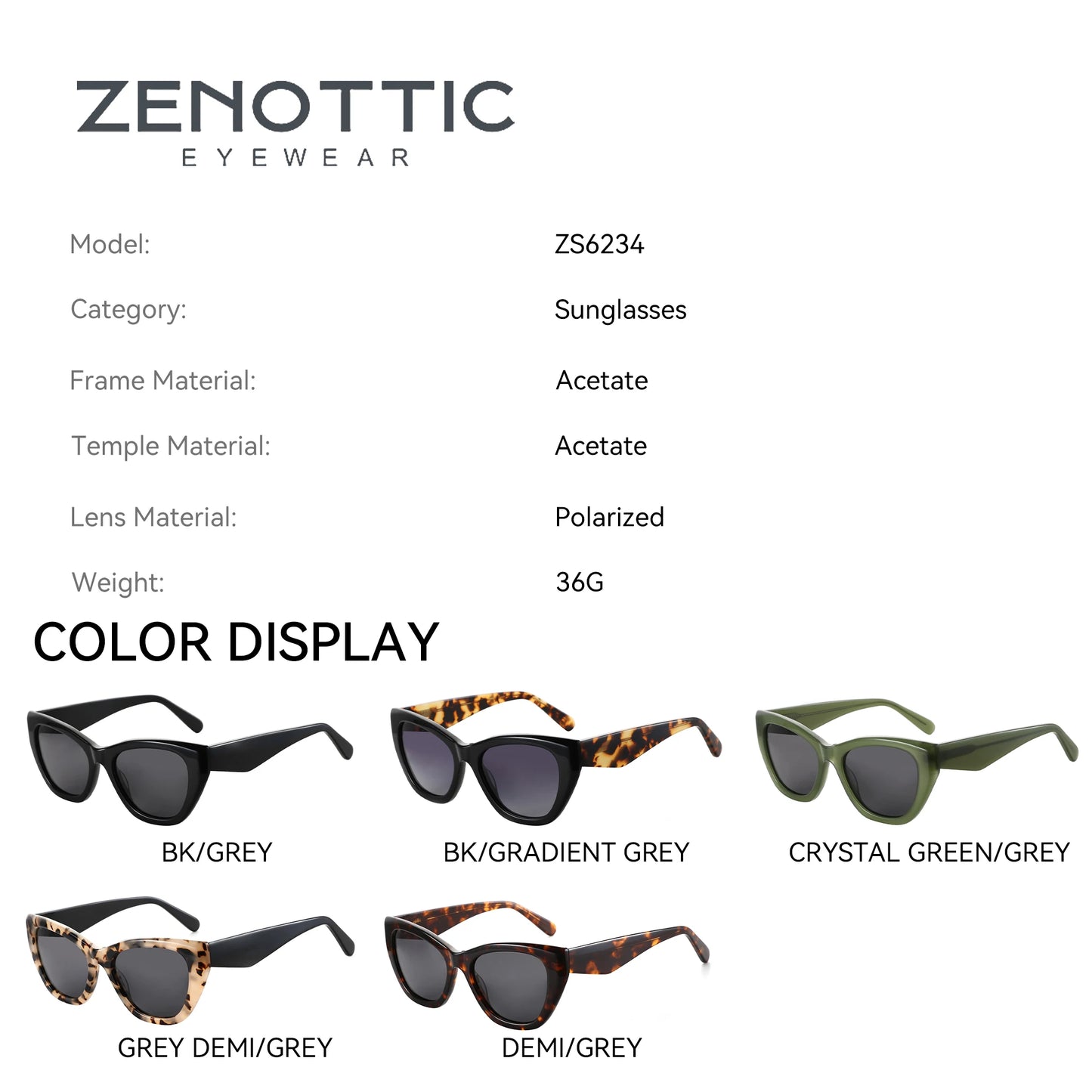 ZENOTTIC Women’s Square Polarized Sunglasses – Thick Frame UV400 Fashion Eyewear