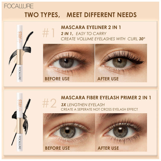 FOCALLURE 2-in-1 Mascara & Eyeliner Waterproof Makeup - Lylamor.com