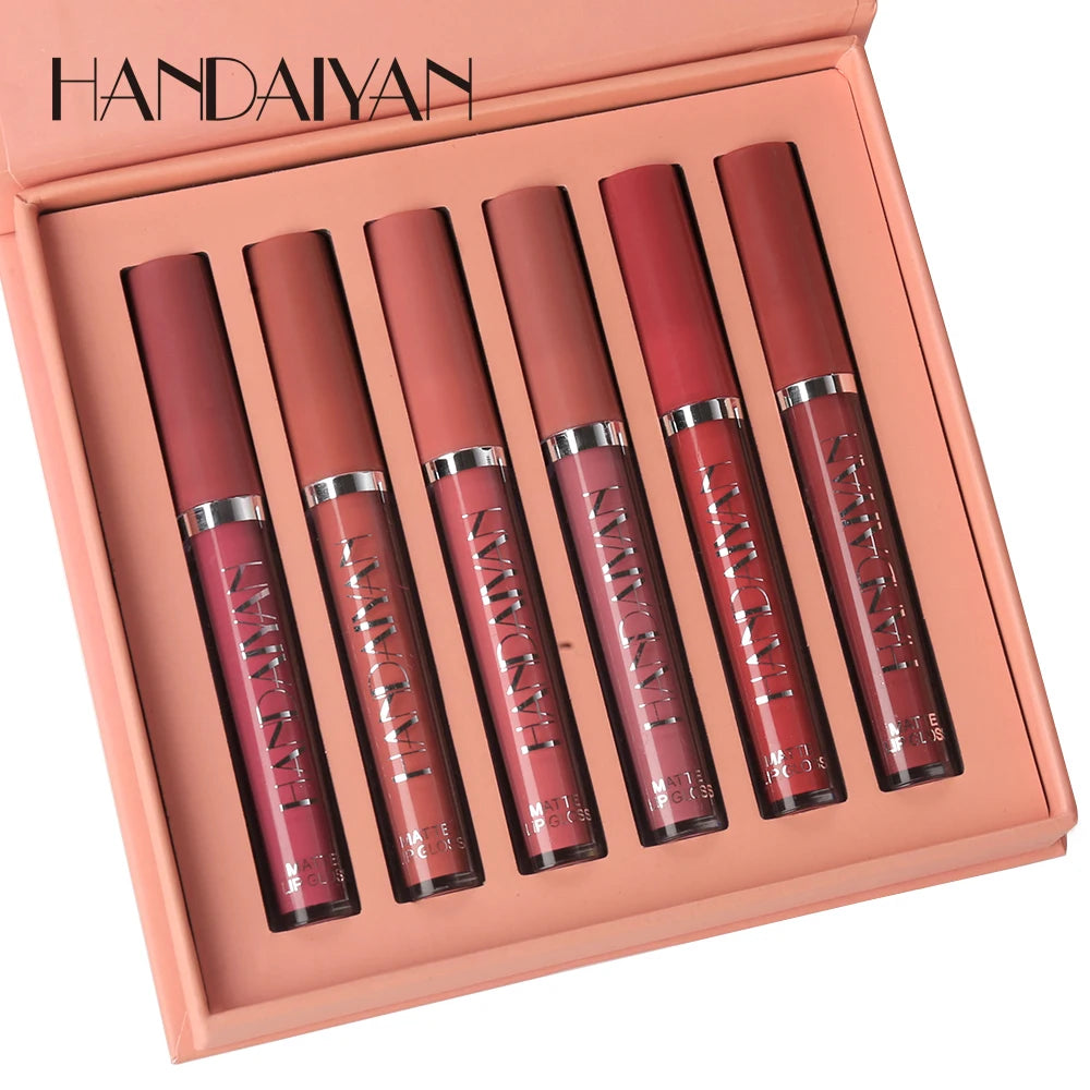 6-Piece Non-Stick Liquid Lipstick Set - Long-Lasting Matte Lip Gloss Gift Box