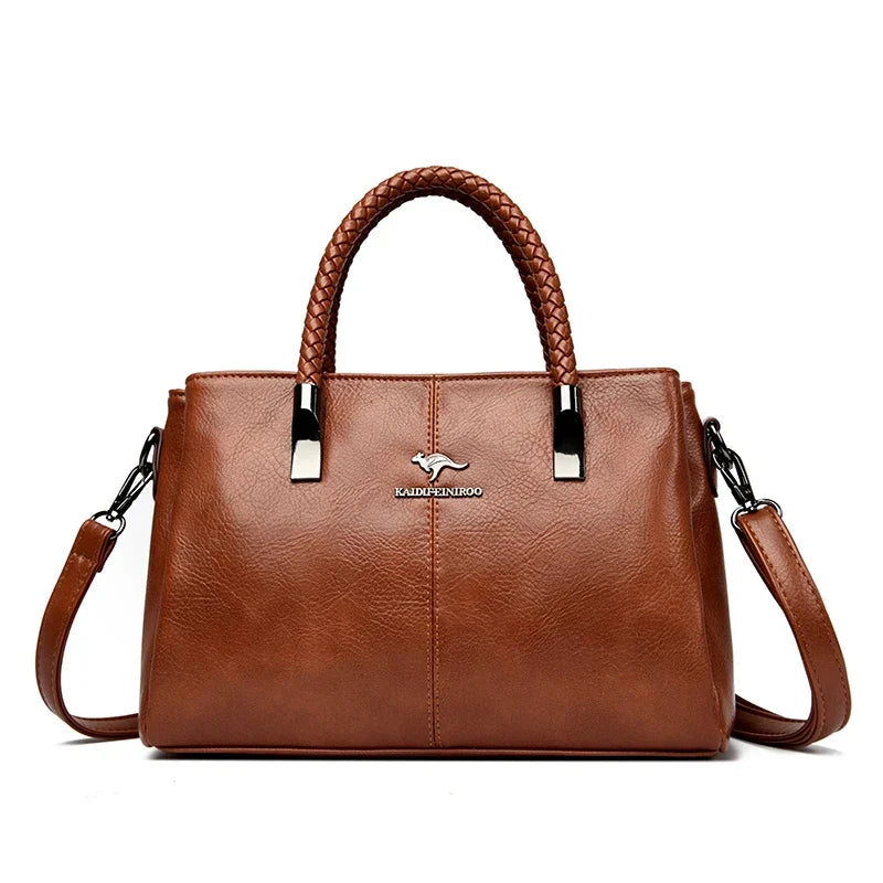 Luxury Women’s PU Leather Shoulder & Crossbody Tote Bag – Large Capacity Handbag with Zipper Closure - Lylamor.com