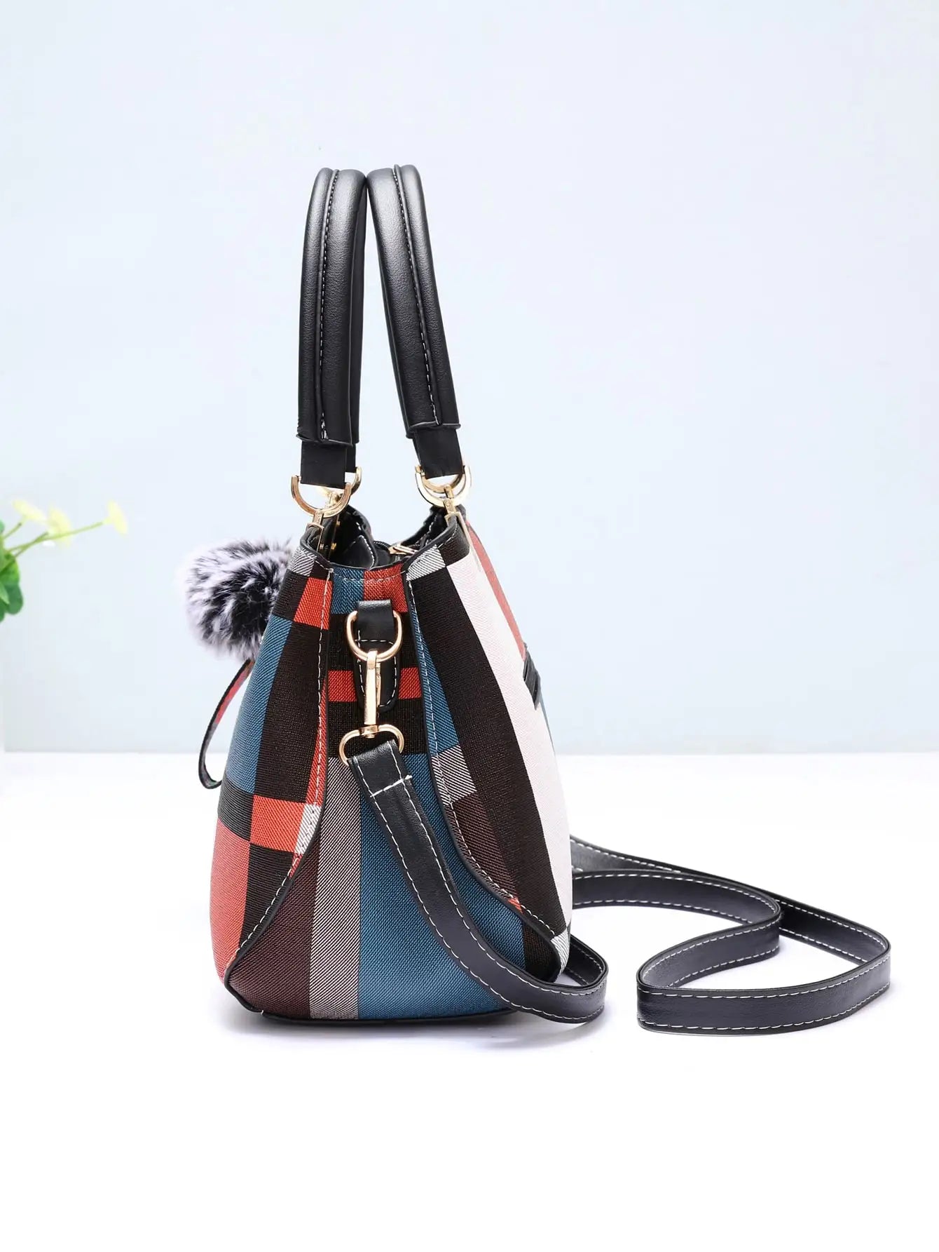 Luxury Grid Design Handbag - Trendy Women's Shoulder Bag