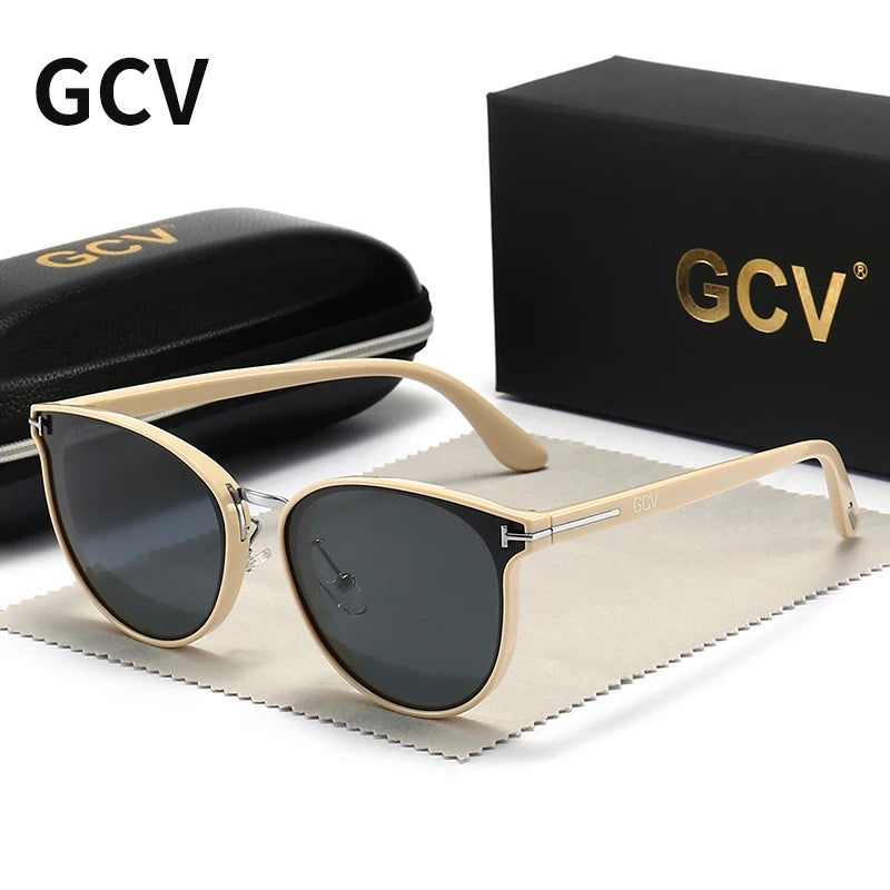GCV Polarized Lady Sunglasses Cat Eye Fashion Sun Glasses Luxury Woman Female Brand Ultralight Frame Tourism Party Leisu