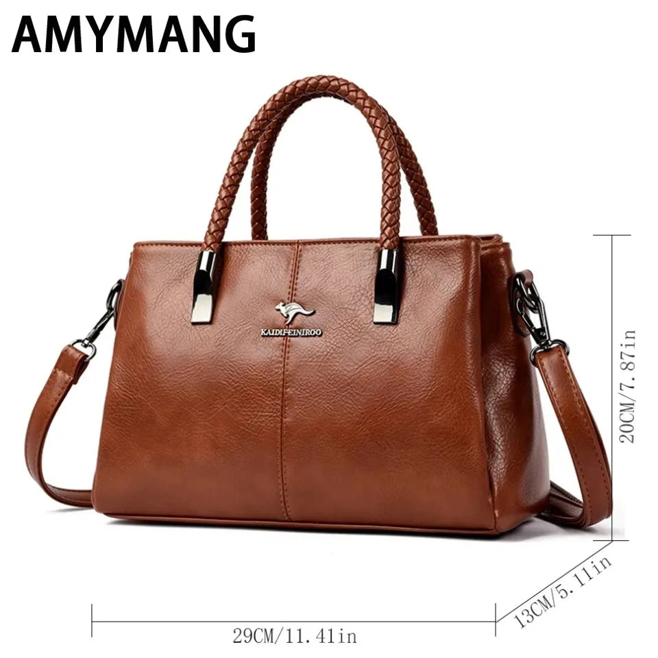 Luxury Women’s PU Leather Shoulder & Crossbody Tote Bag – Large Capacity Handbag with Zipper Closure - Lylamor.com