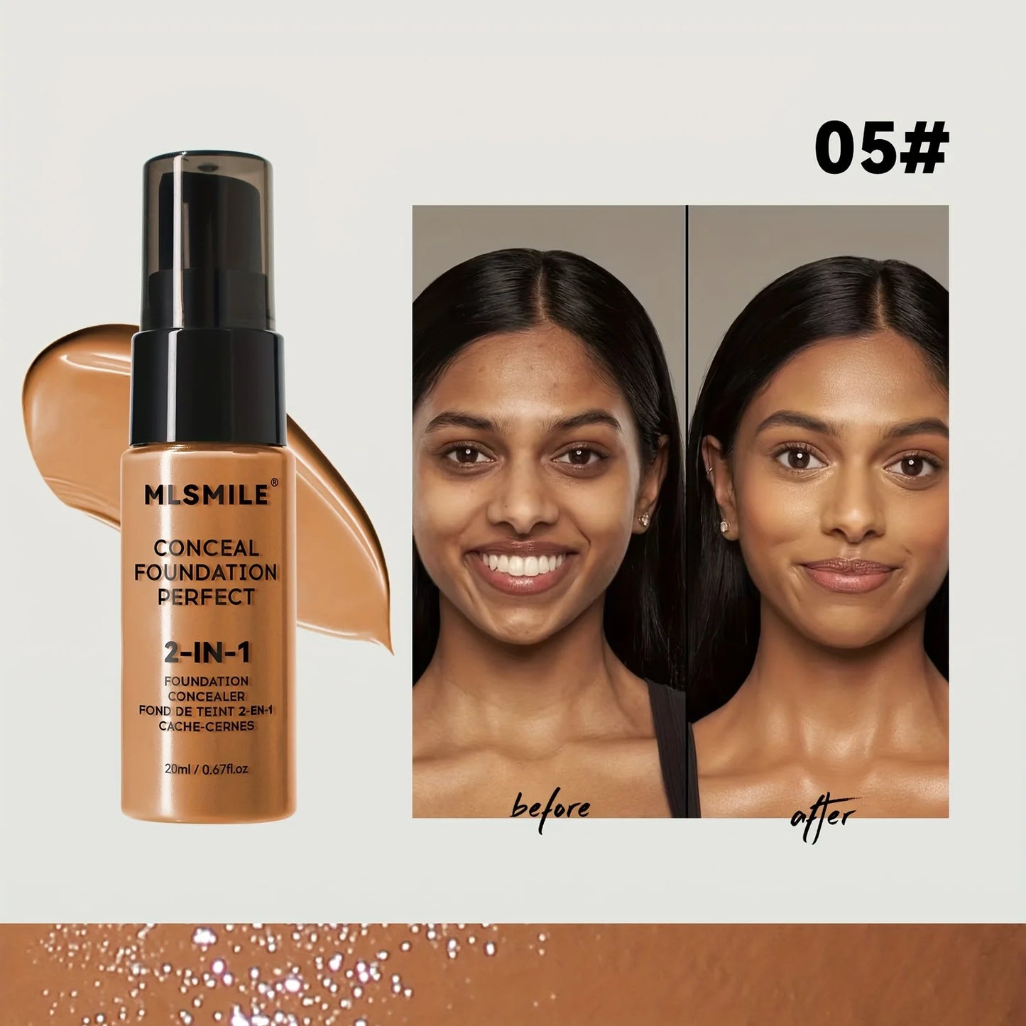 2-in-1 Oil Control Liquid Foundation & Concealer – Full Coverage, Waterproof & Hydrating - Lylamor.com