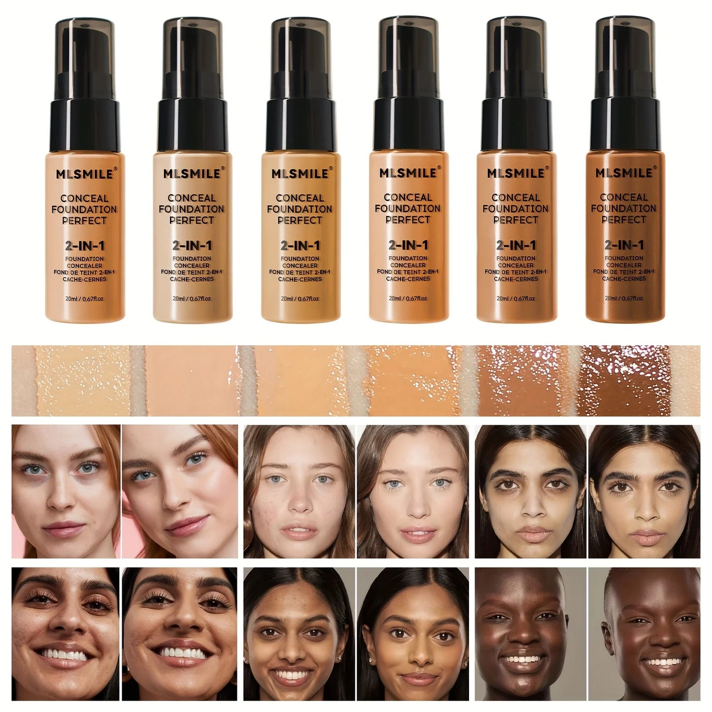 2-in-1 Oil Control Liquid Foundation & Concealer – Full Coverage, Waterproof & Hydrating - Lylamor.com