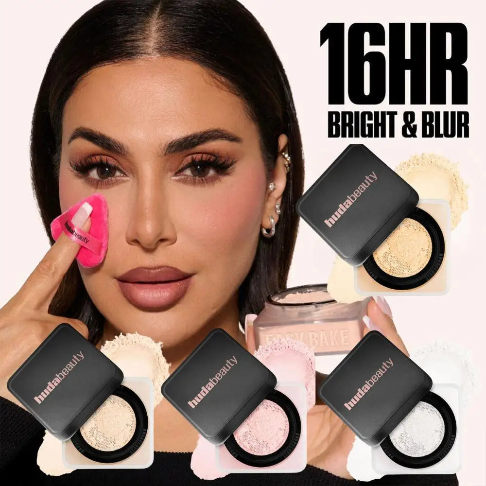 Oil Control Matte Brighten Loose Powder Huda Loose Baking Setting Powder Long Lasting Waterproof 4 Color Loose Powder Cosmetic